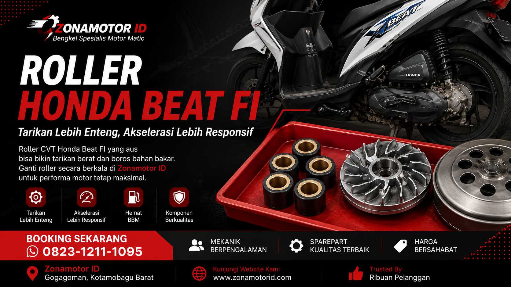 Pemeriksaan roller saat servis CVT Honda Beat
