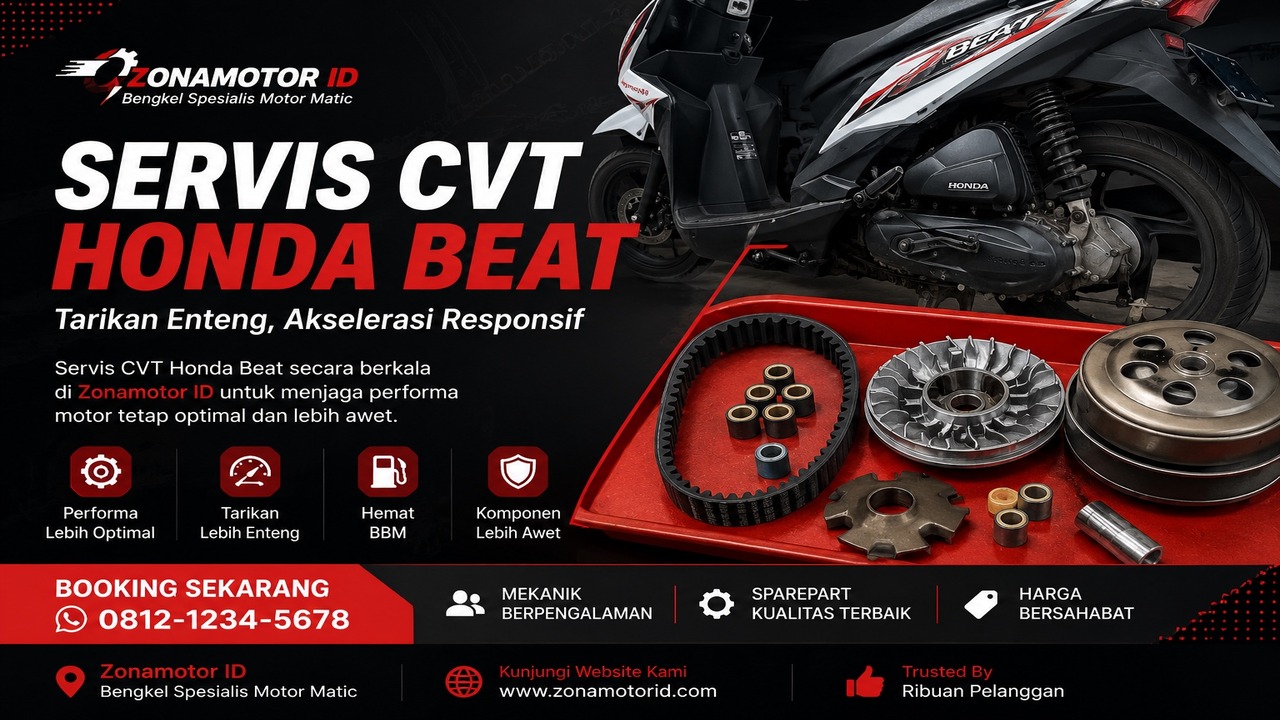 Servis CVT Honda Beat di bengkel Zonamotor ID